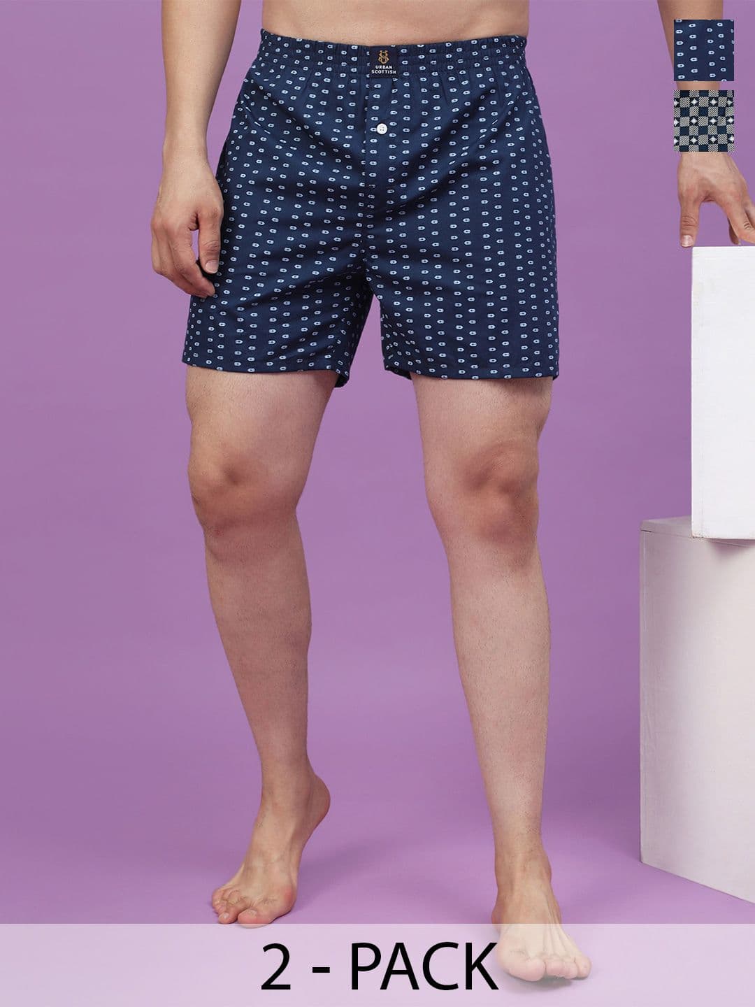 URBAN SCOTTISH Men Pack of 2 Printed Pure Cotton Boxers USBX1801 - view 1