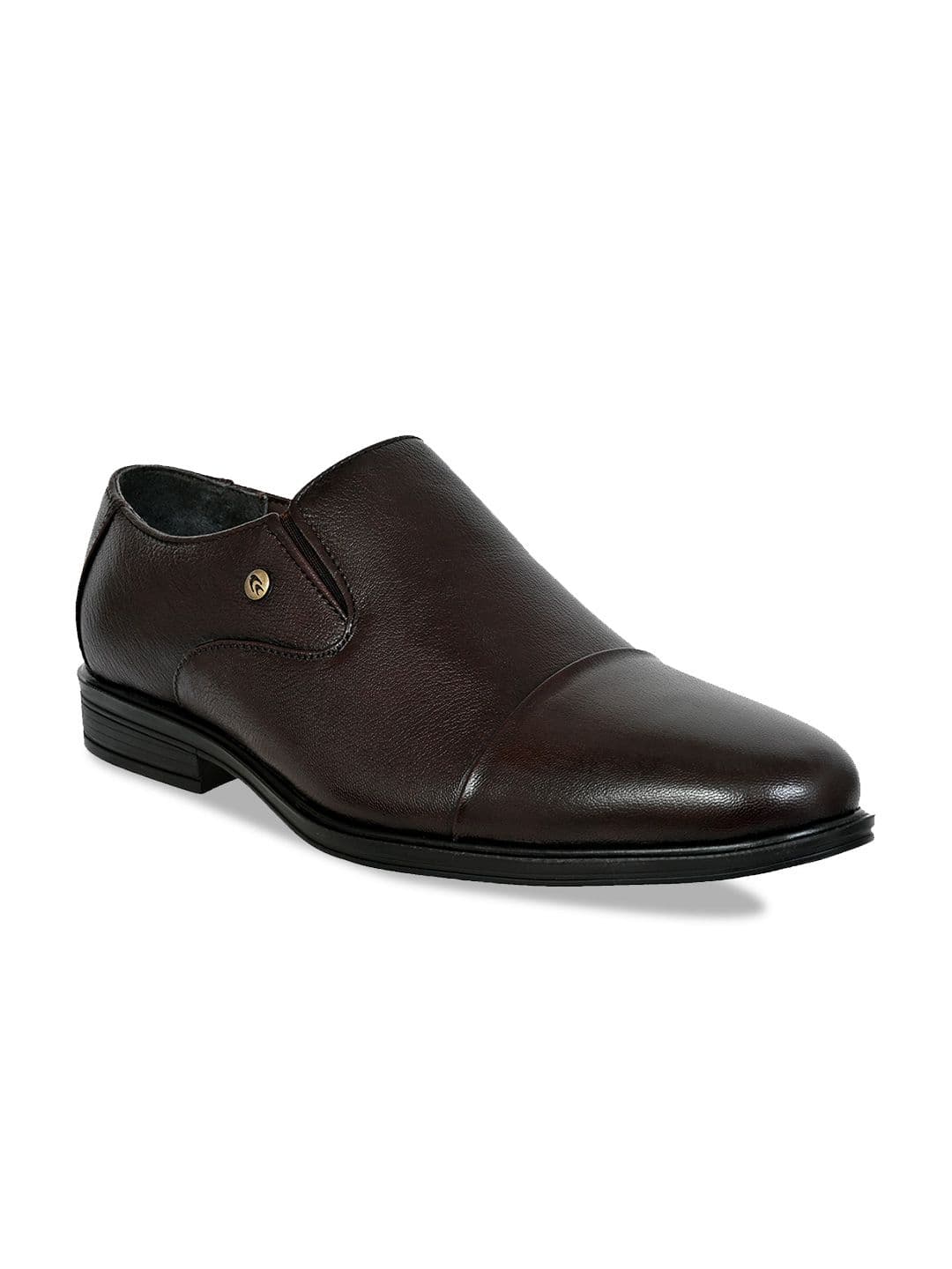 Allen Cooper Men Brown Leather Formal Slip-Ons - view 1