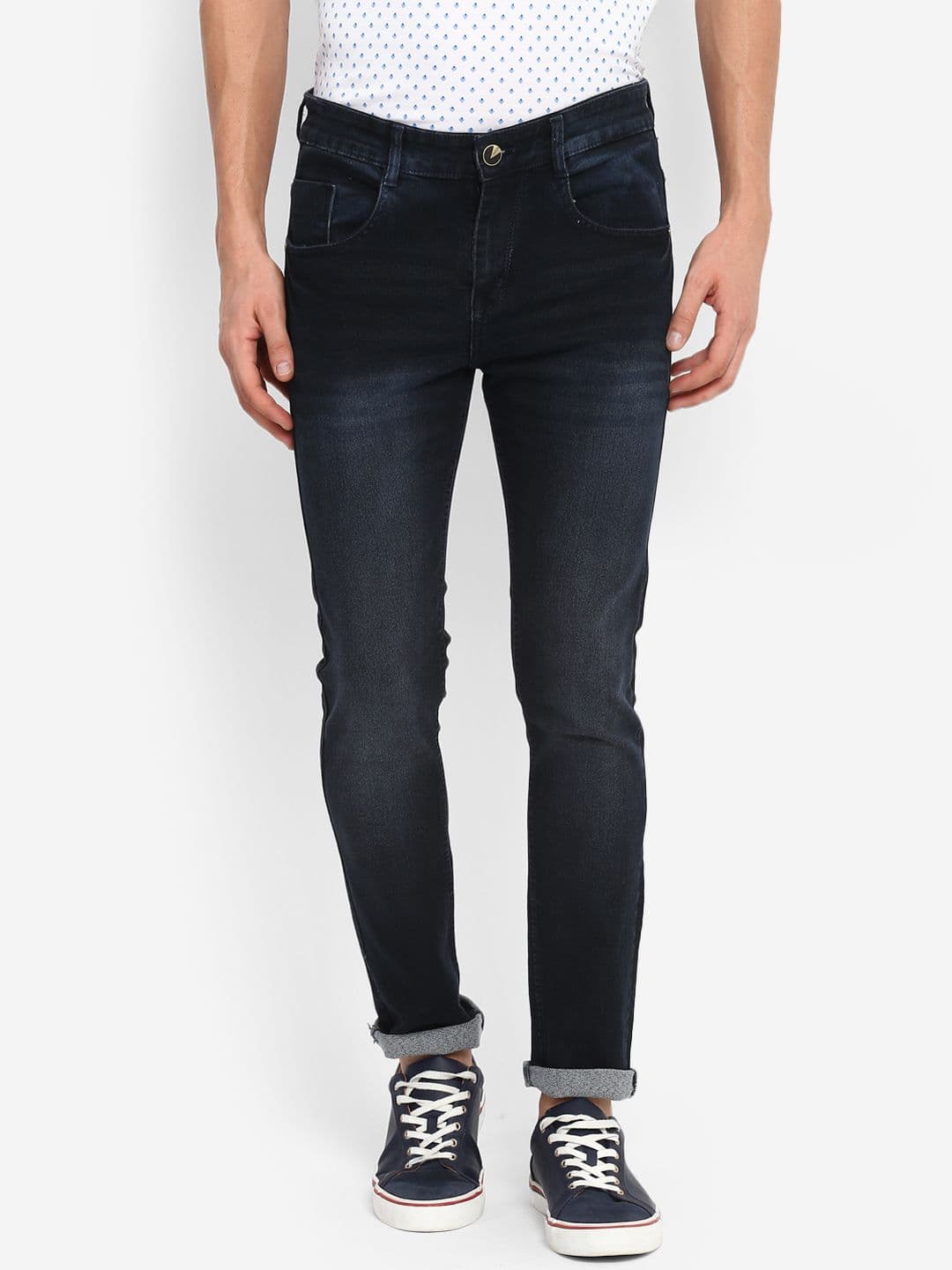 Routeen Men Blue Slim Fit Mid-Rise Clean Look Stretchable Jeans - view 1