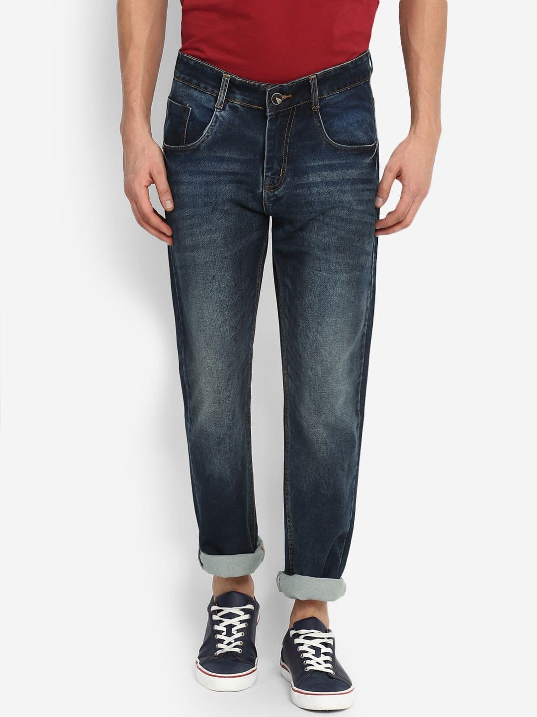Routeen Men Blue Slim Fit Mid-Rise Clean Look Stretchable Jeans - view 1