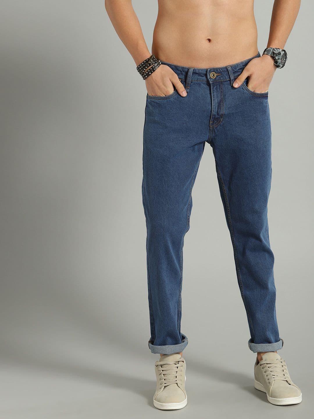 The Roadster Lifestyle Co Men Blue Slim Tapered Fit Mid-Rise Clean Look Stretchable Jeans - view 1
