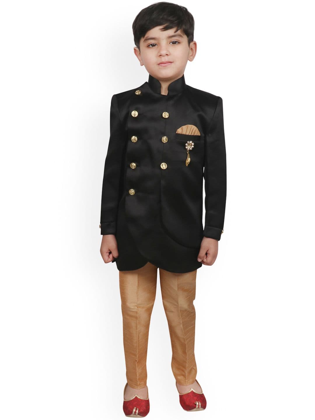 SG YUVRAJ Boys Black & Brown Sherwani Set
