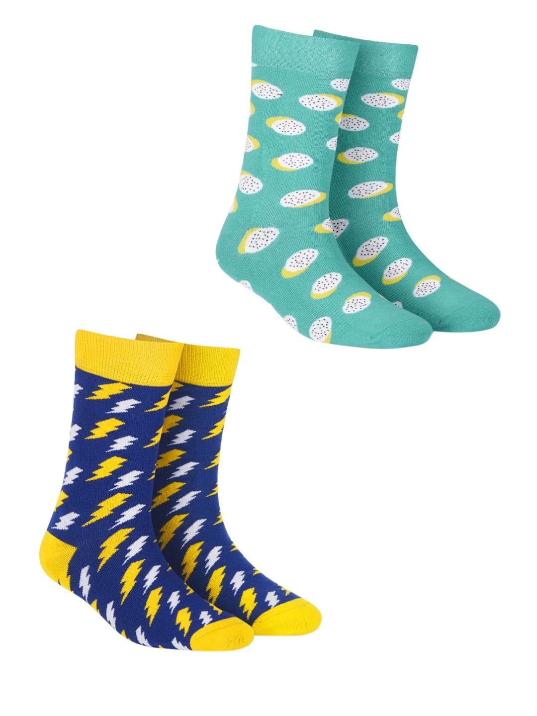 Dynamocks Unisex Pack of 2 Multicoloured Patterned Calf-Length Socks - view 1
