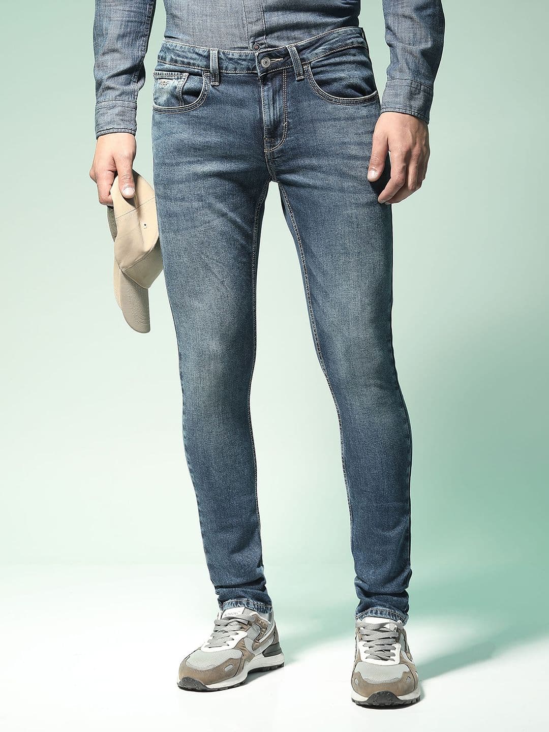 Flying Machine Men Blue Skinny Jackson Fit Mid-Rise Clean Look Stretchable Jeans - view 1