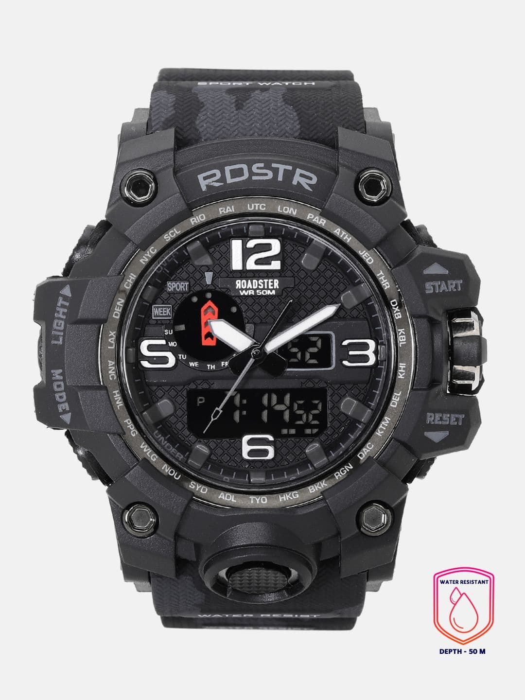 The Roadster Lifestyle Co Men Black Multi Function Analogue and Digital Watch MFB-PN-SM-1545