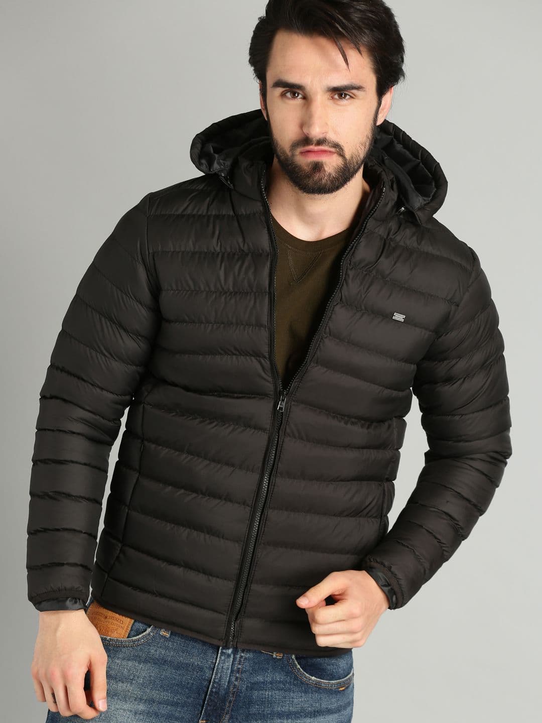 The Roadster Lifestyle Co Men Black Solid Puffer Jacket