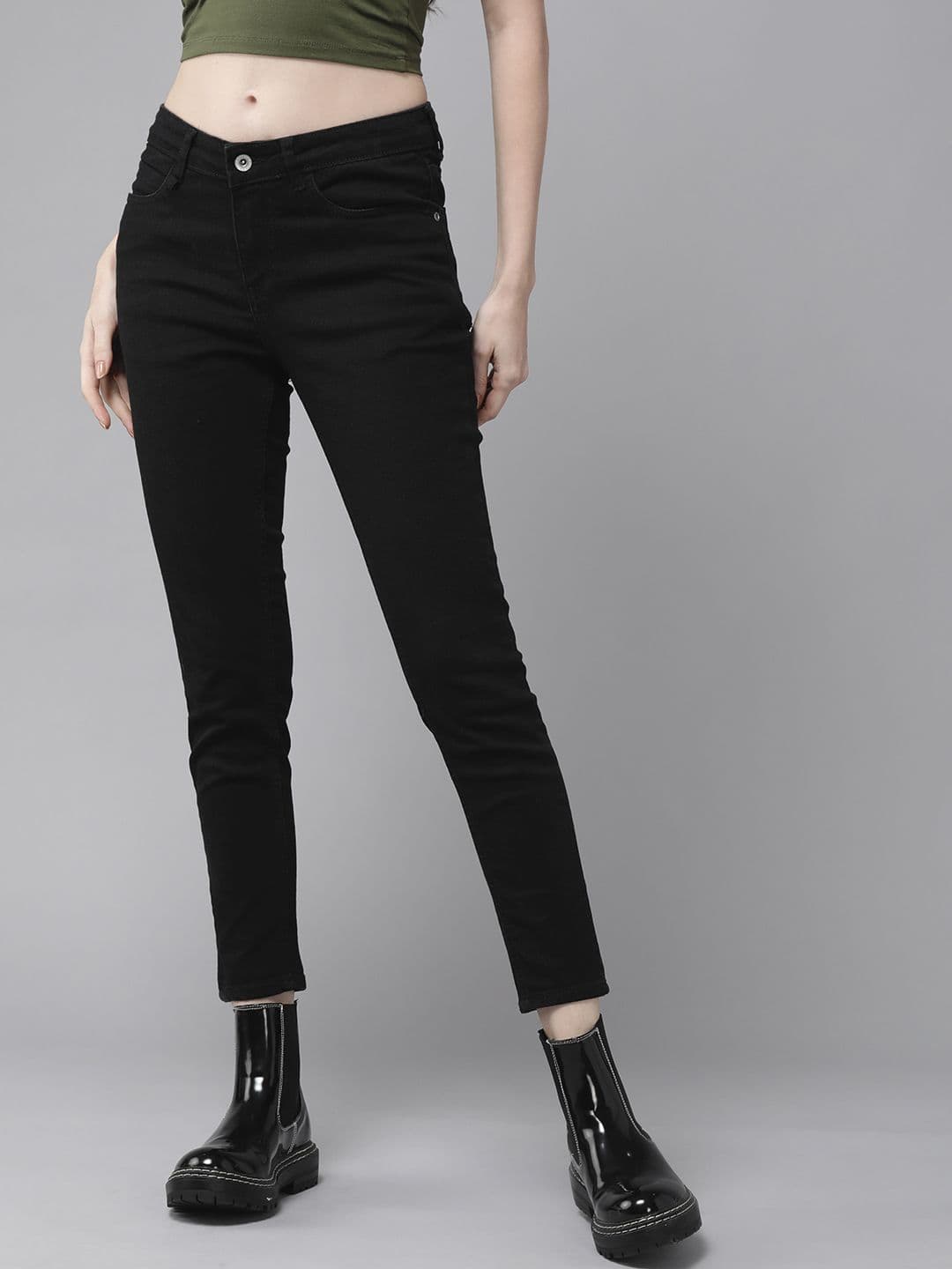 The Roadster Lifestyle Co Women Black Skinny Fit Mid-Rise Clean Look Stretchable Jeans - view 1