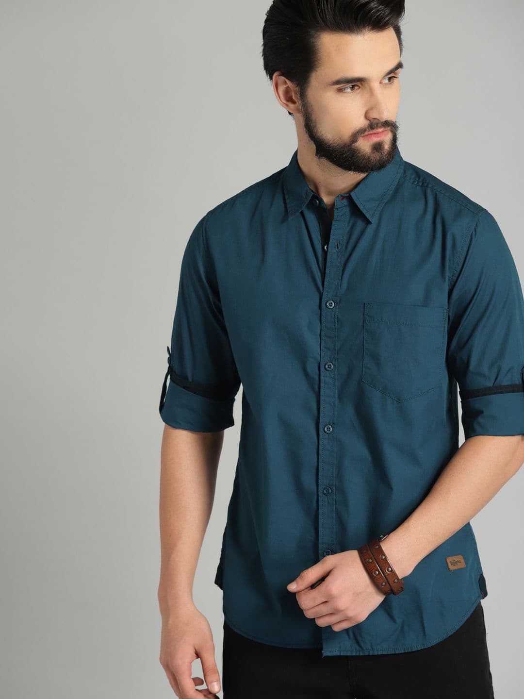 Roadster Men Navy Blue Cotton Casual Shirt - view 1