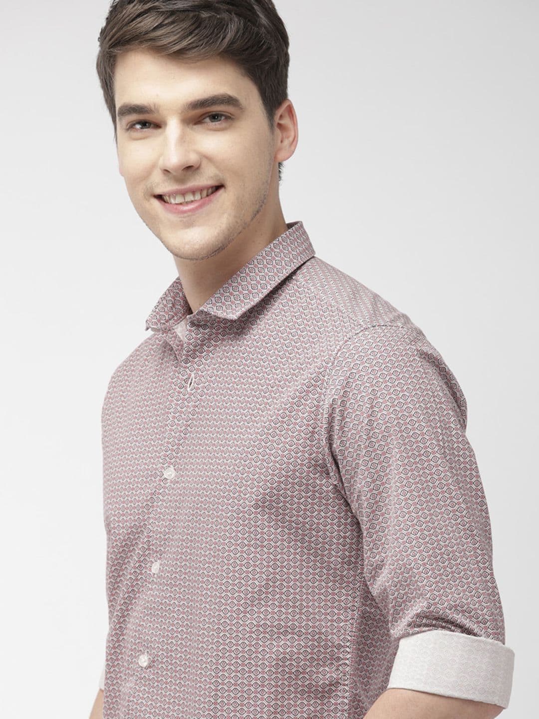 Mast & Harbour Men Maroon & White Printed Casual Shirt - view 1