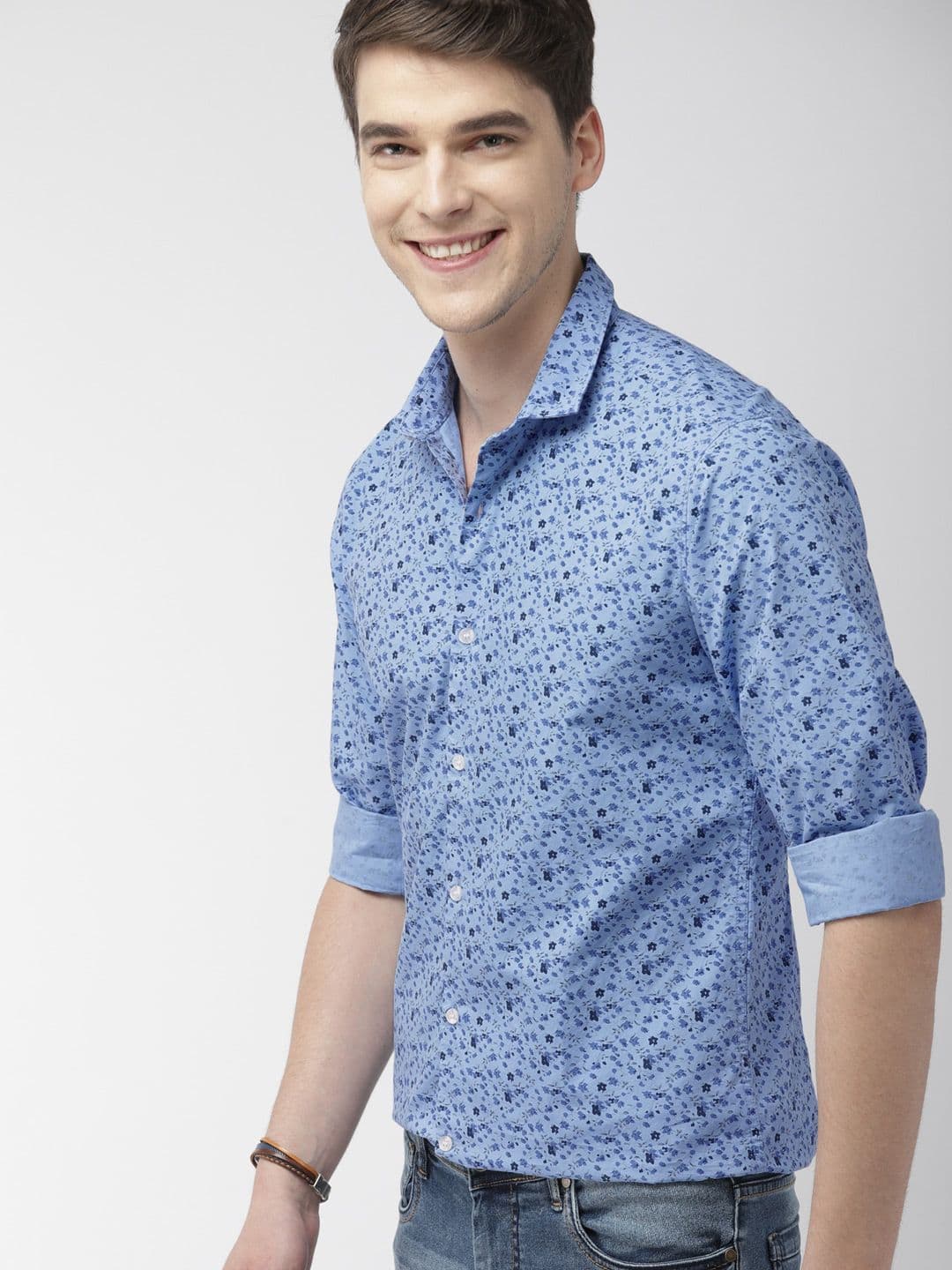 Mast & Harbour Men Blue Printed Casual Shirt - view 1