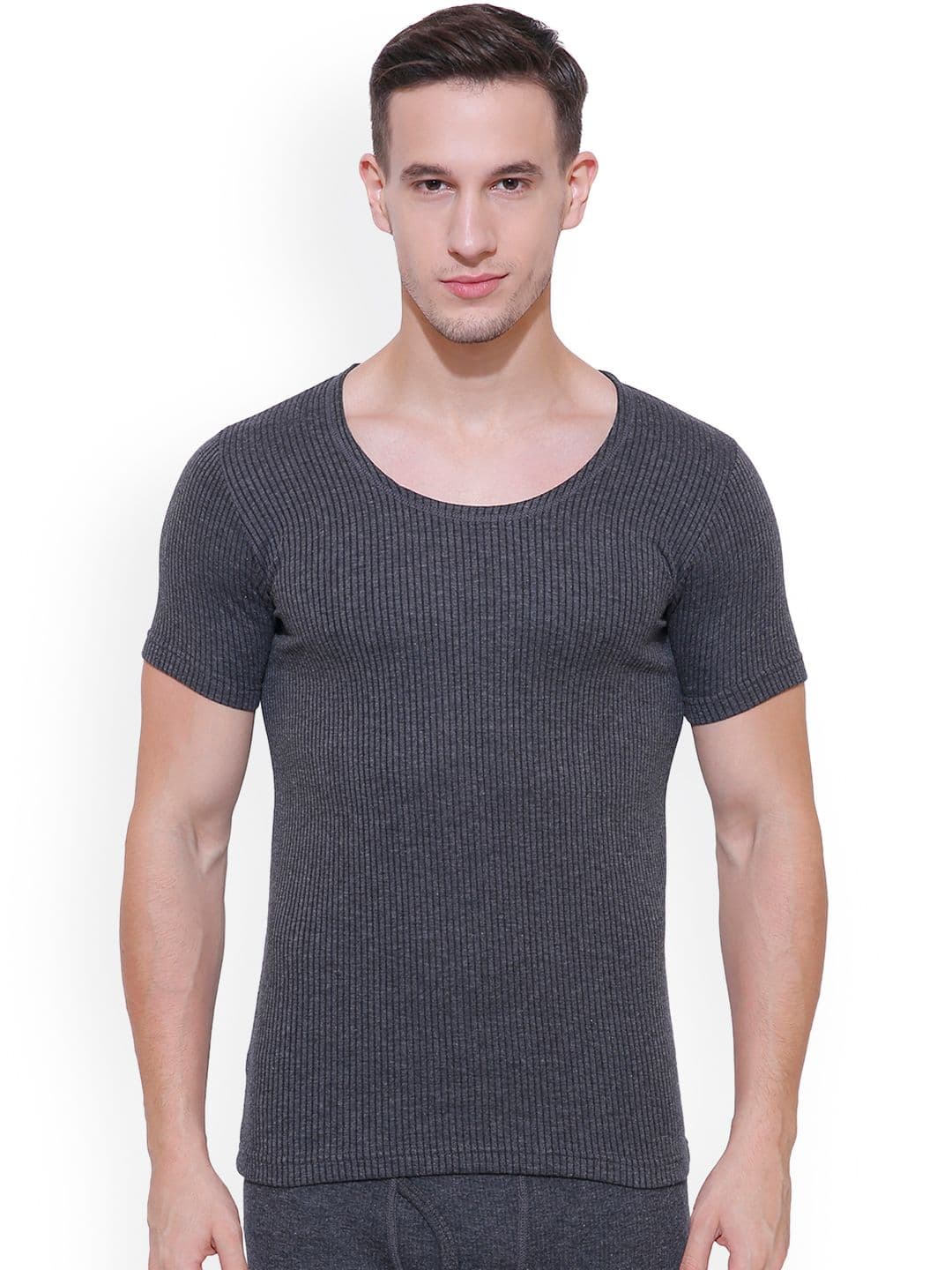 BODYCARE INSIDER Men Grey Melange Solid Thermal Top B106C_105 - view 1