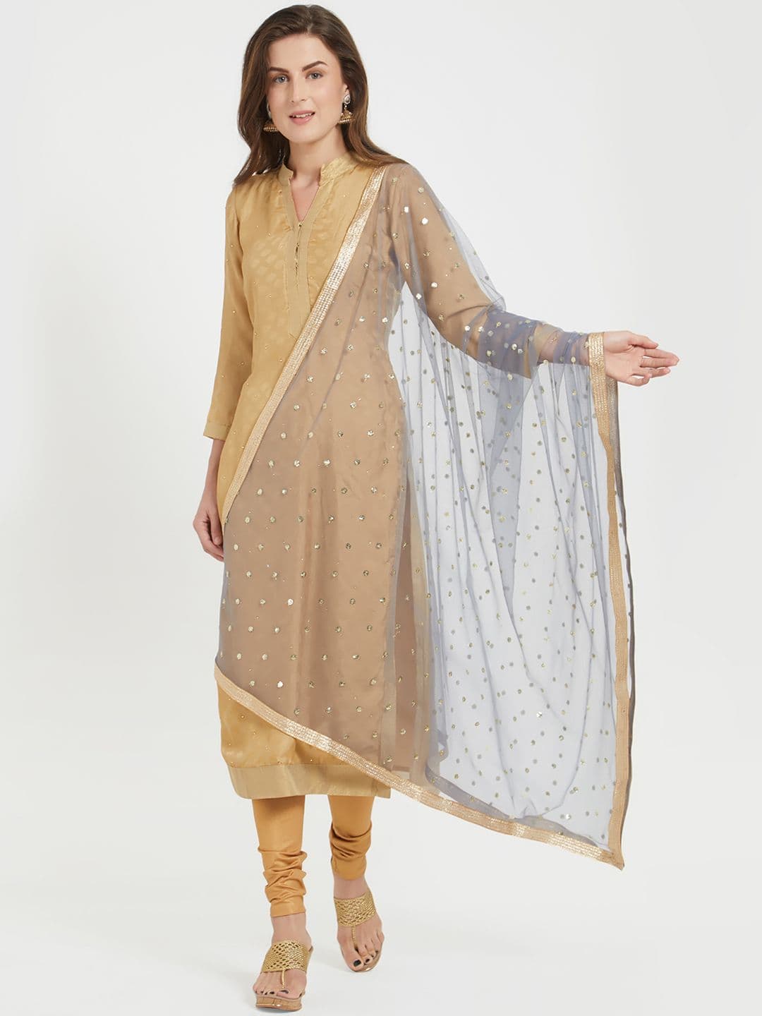 Dupatta Bazaar Grey Embroidered Dupatta - view 1