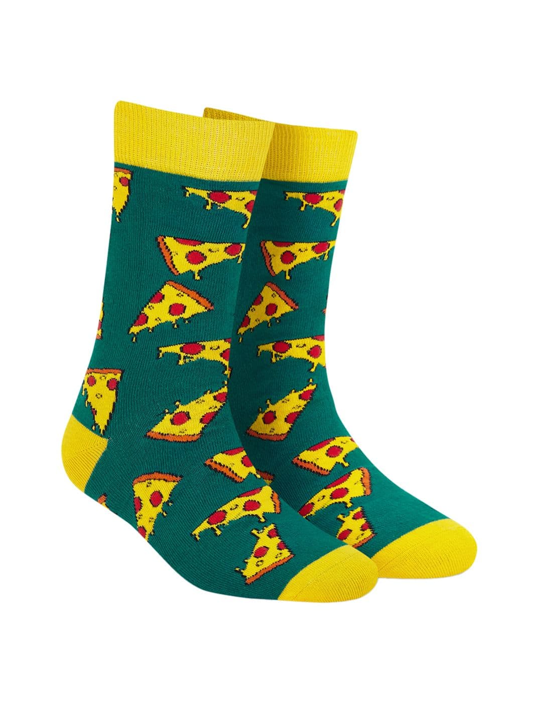 Dynamocks Unisex Green & Yellow Printed Calf-Length Socks - view 1