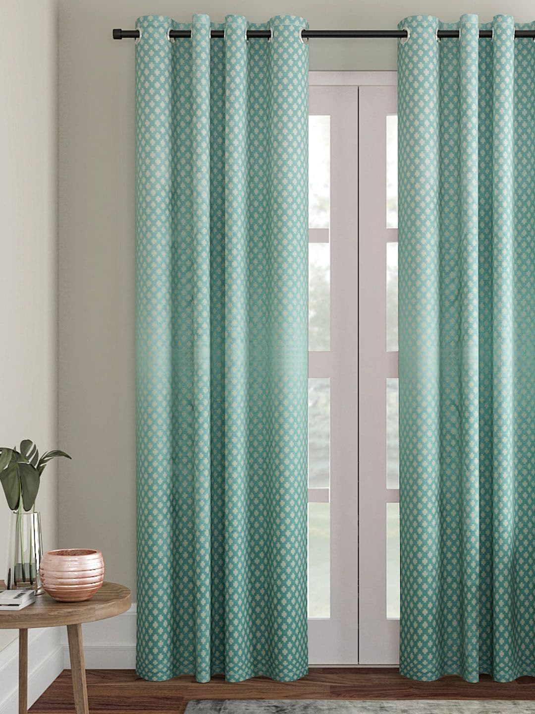 Soumya Turquoise Blue Single Long Door Curtains - view 1