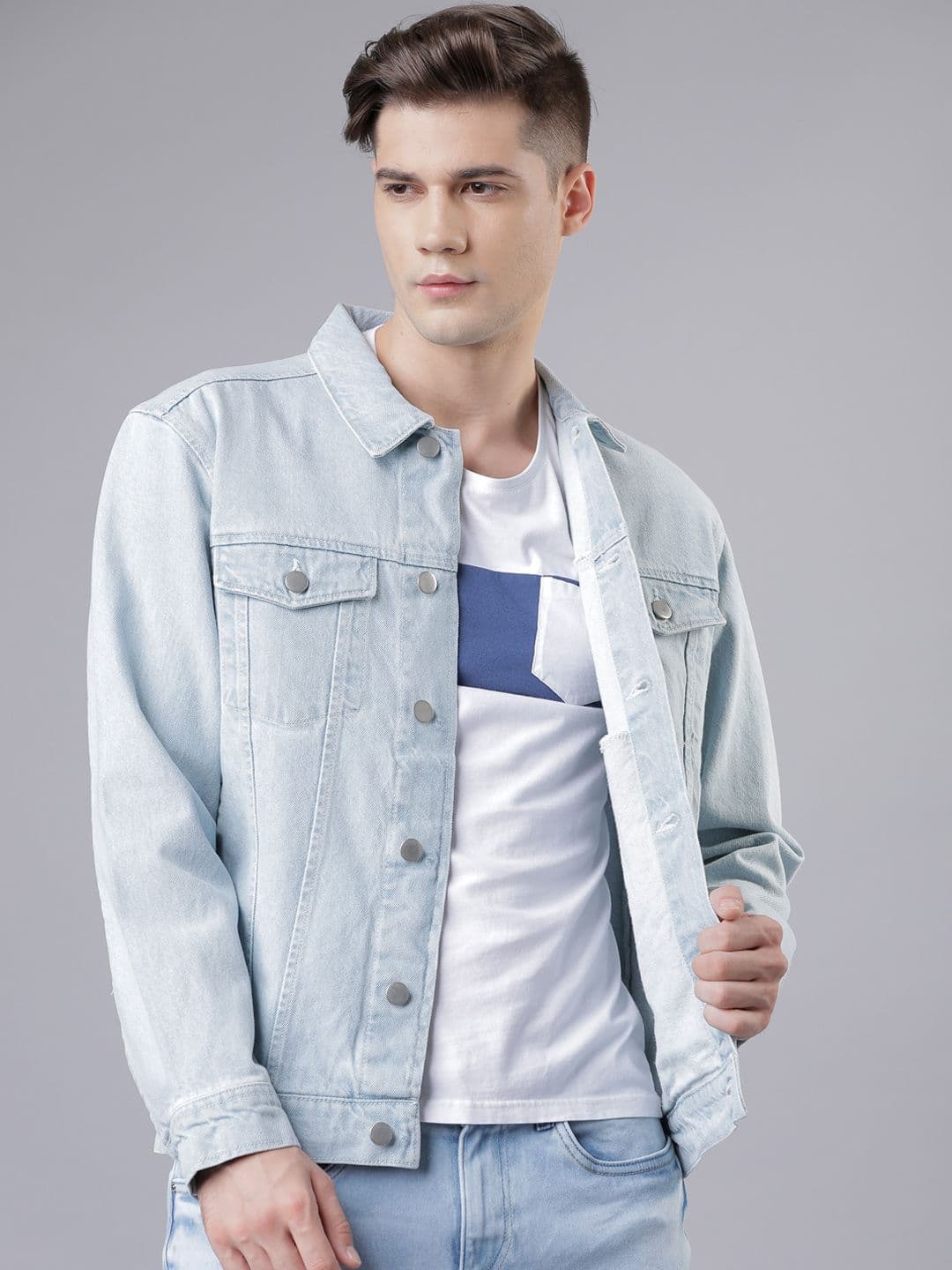 HIGHLANDER Men Blue Solid Denim Jacket - view 1