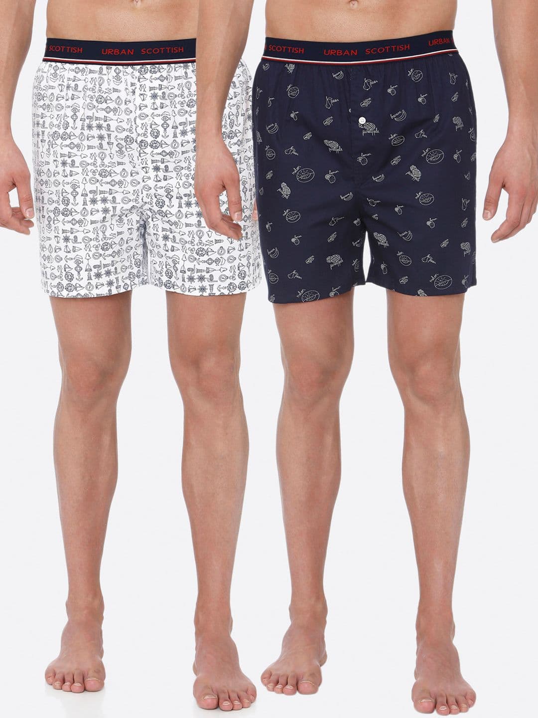URBAN SCOTTISH Men Pack of 2 Multicoloured Printed Pure Cotton Boxers USBX1907 - view 1