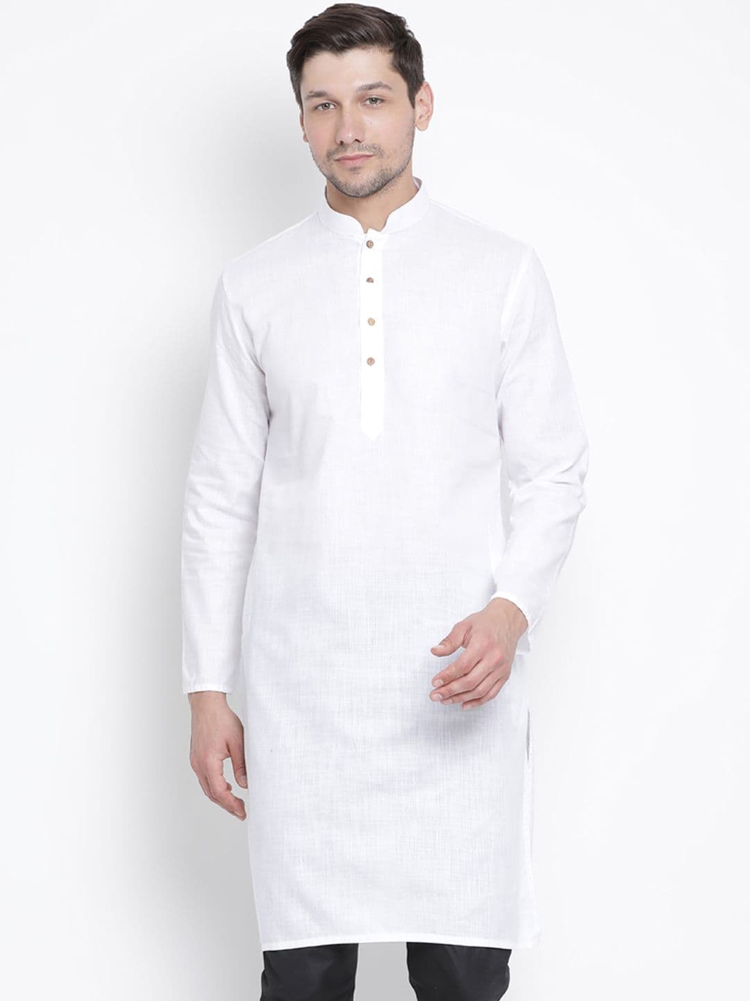 VASTRAMAY Men White Solid Straight Cotton Republic Day Republic Day Kurta - view 1