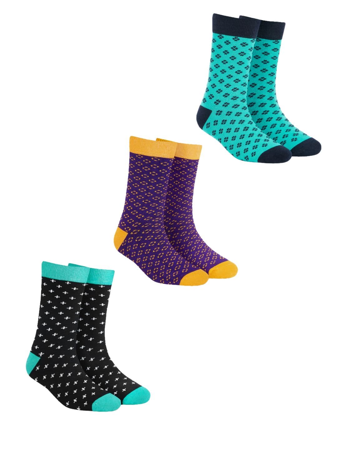 Dynamocks Unisex Pack of 3 Multicoloured Patterned Calf-Length Socks - view 1