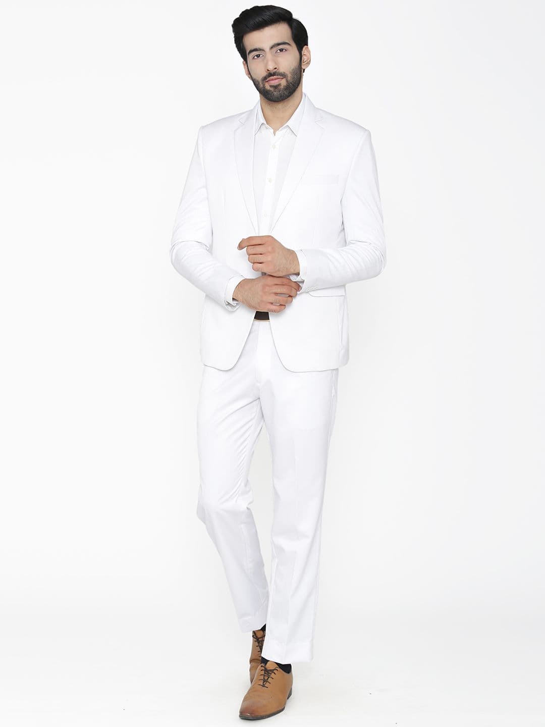 Wintage Men White Solid Single-Breasted Regular Fit Suit - view 1