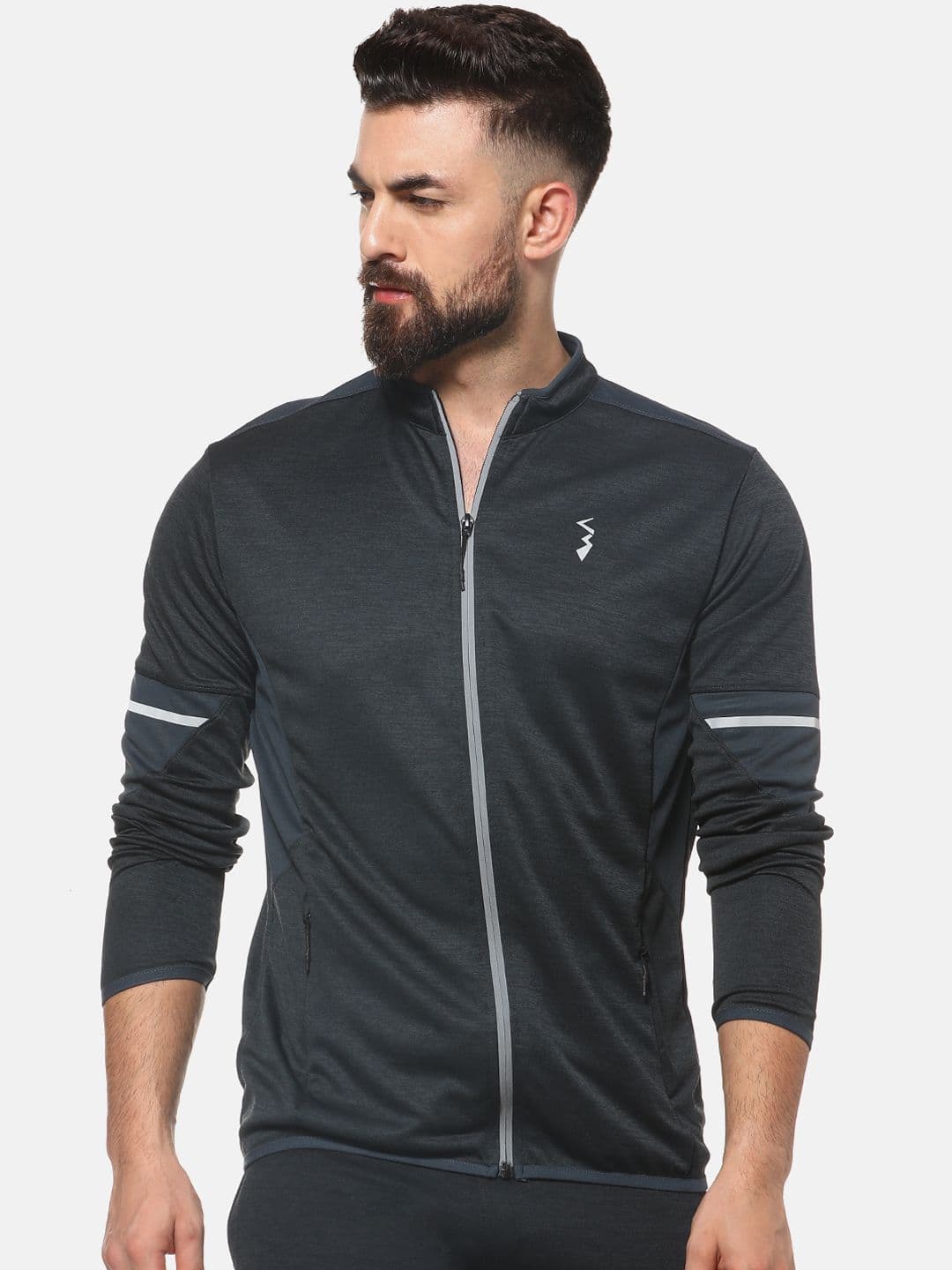 CAHOOT Men Charcoal Grey Solid Sweatshirt - view 1