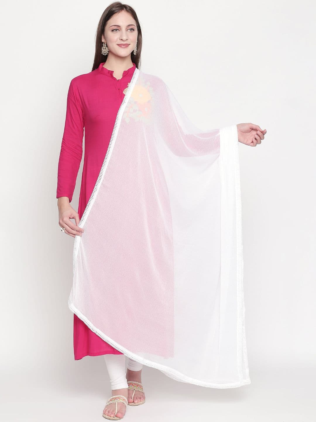 Dupatta Bazaar Women White Solid Dupatta - view 1