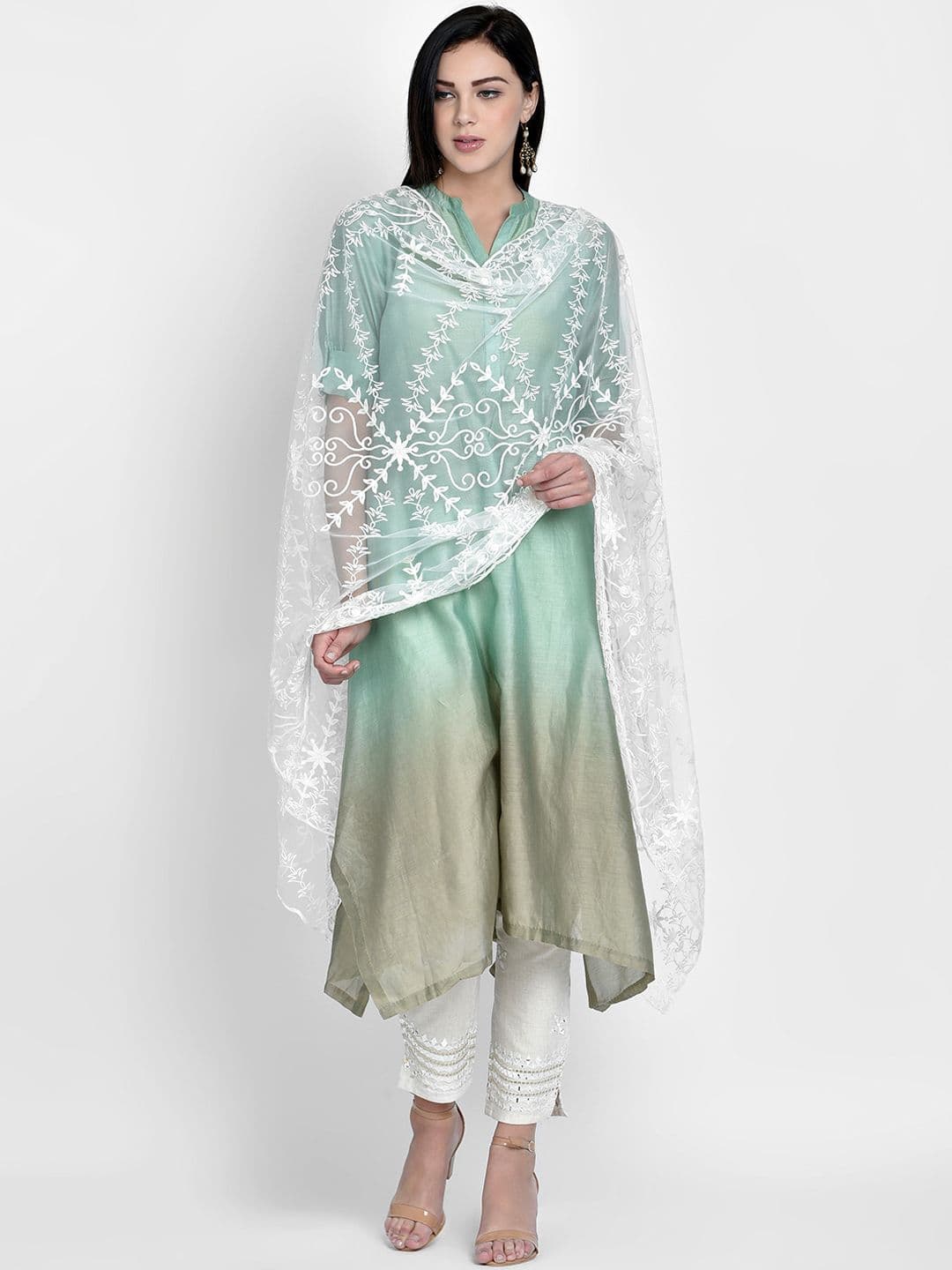 Dupatta Bazaar White Embroidered Dupatta - view 1