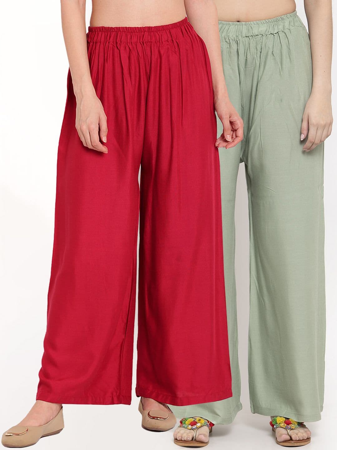 TAG 7 Women Pack Of 2 Solid Straight Palazzos - view 1