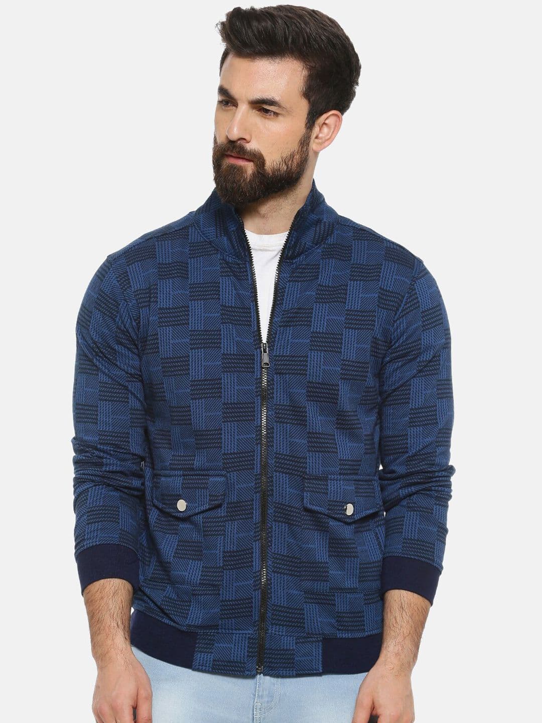 CAHOOT Men Blue Checked Windcheater Tailored Jacket - view 1