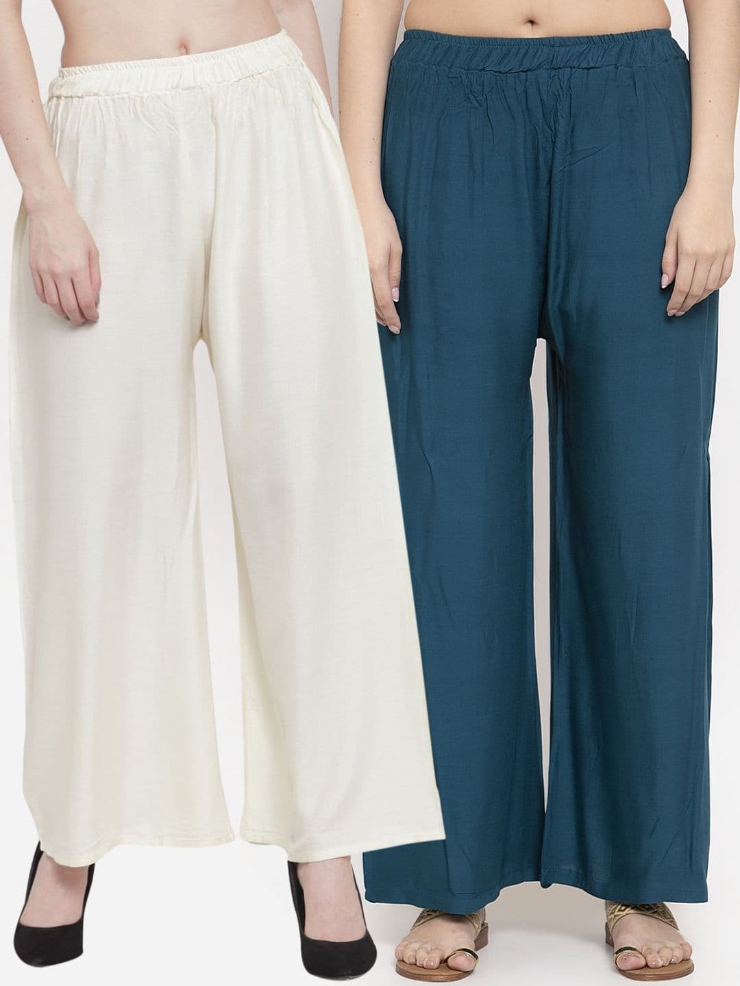 TAG 7 Women Pack Of 2 Solid Straight Palazzos - view 1