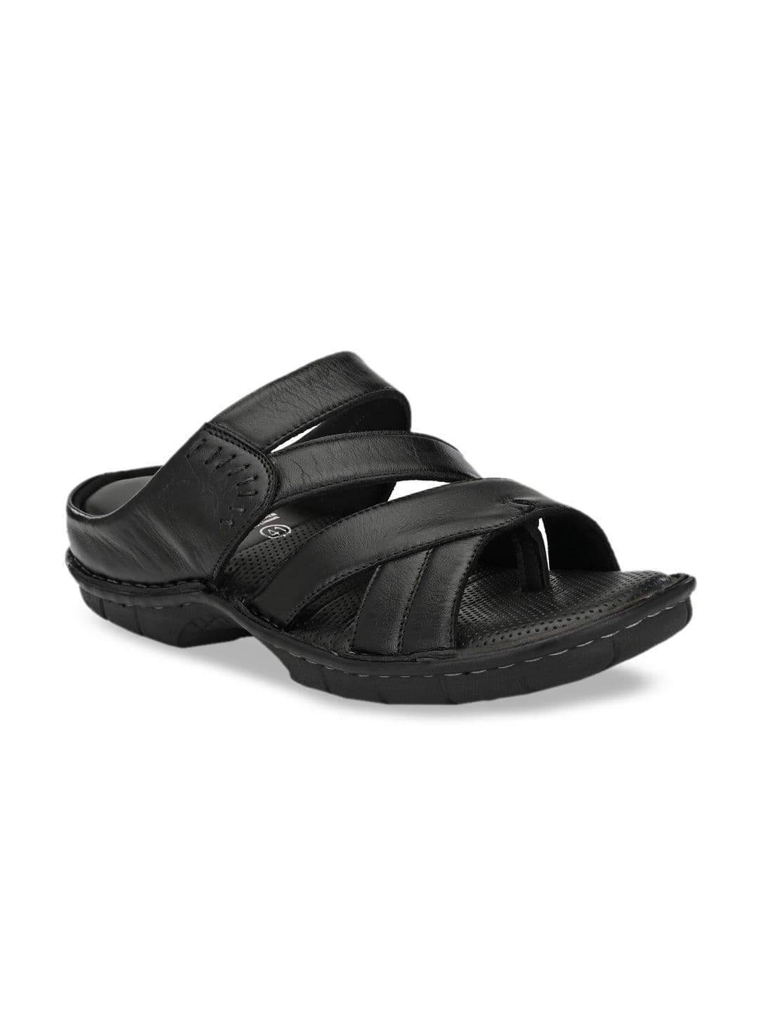 Hitz Men Black Leather Comfort Sandals - view 1