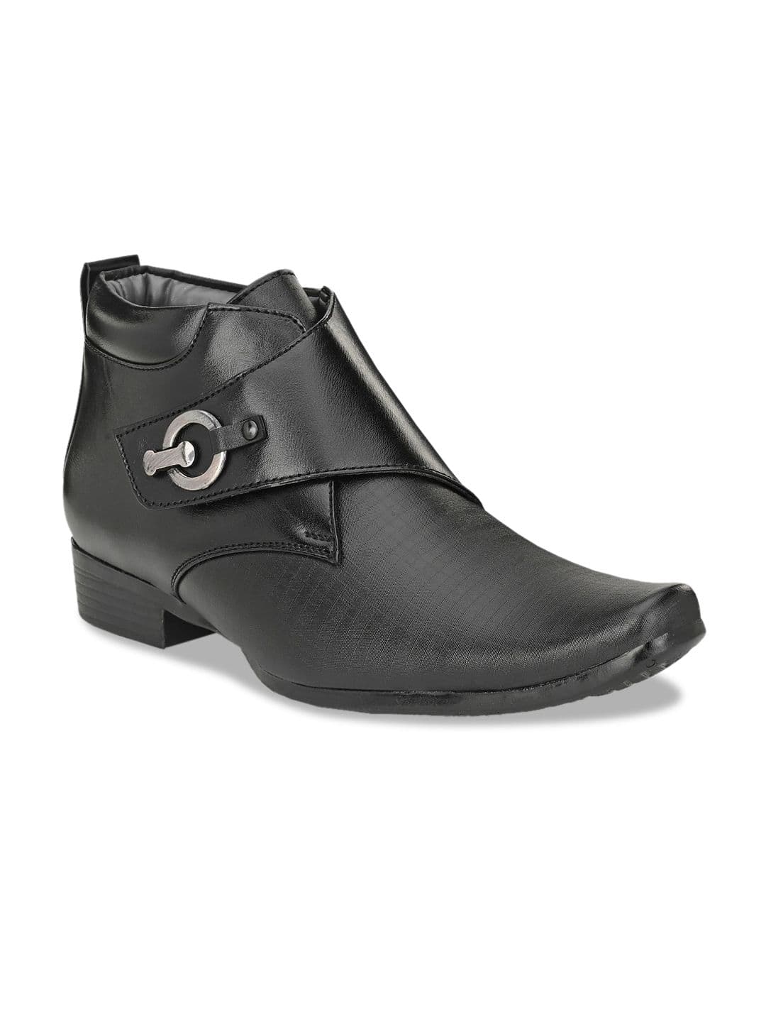 aadi Men Black Textured Leather formal Derby Shoes - view 1