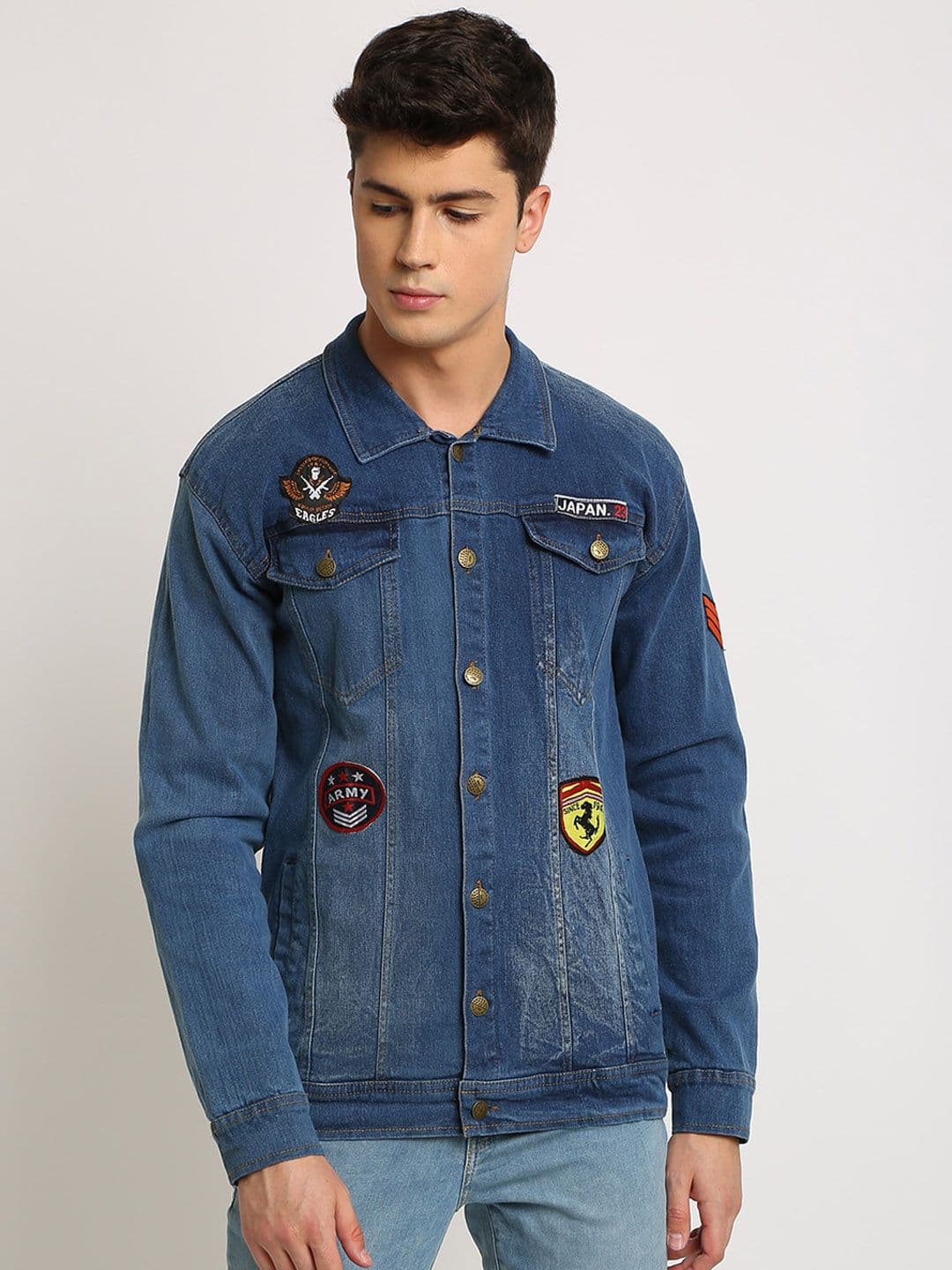 VOXATI Men Blue Solid Denim Jacket - view 1