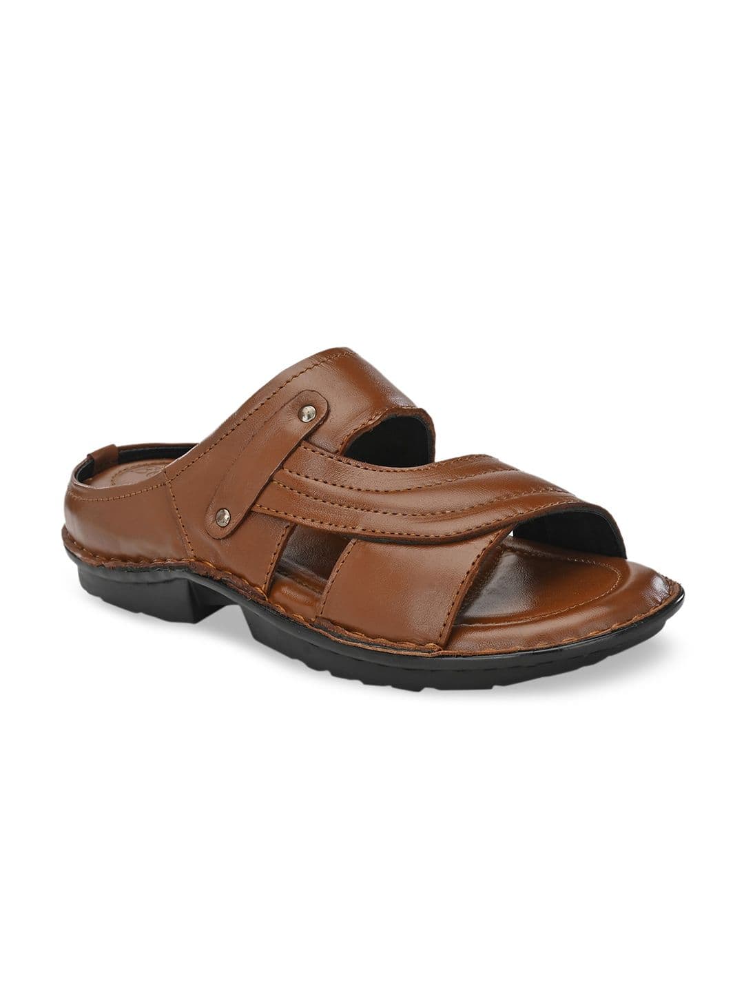 Eego Italy Men Tan Brown Genuine Leather Comfort Sandals - view 1
