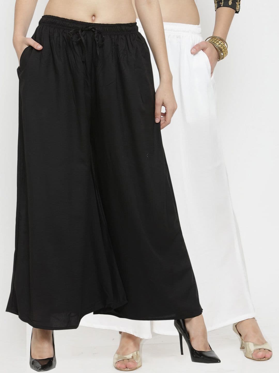 Clora Creation Women Pack of 2 Solid Wide Leg Palazzos - view 1