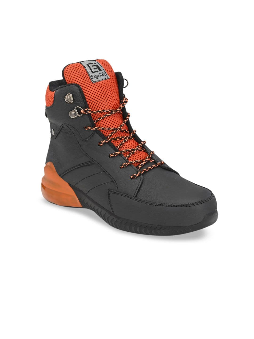 Eego Italy Men Orange Leather Mid-Top Trekking Shoes - view 1