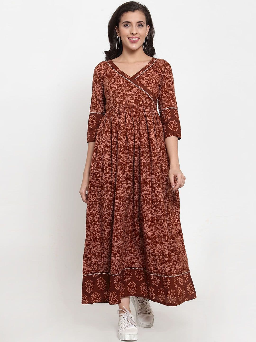Indibelle Women Brown Printed Maxi Dress - view 1