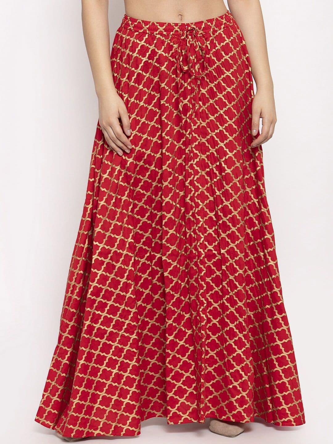 Clora Creation Red Printed Flared Maxi Skirt - view 1