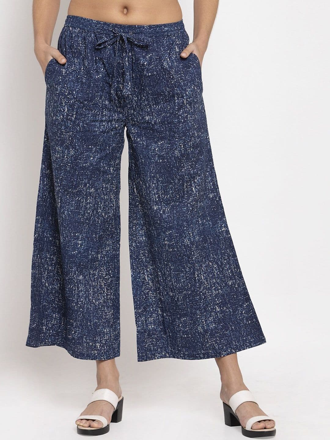 SOUNDARYA Women Blue Printed Flared Palazzos - view 1