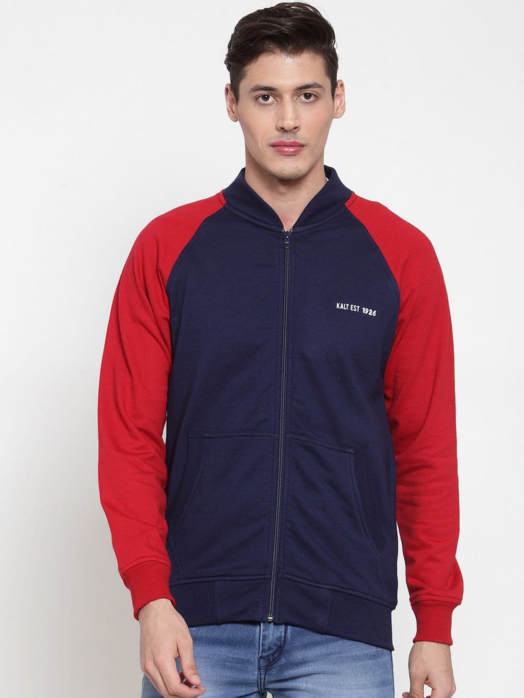 Kalt Men Navy Blue Solid Sporty Jacket - view 1