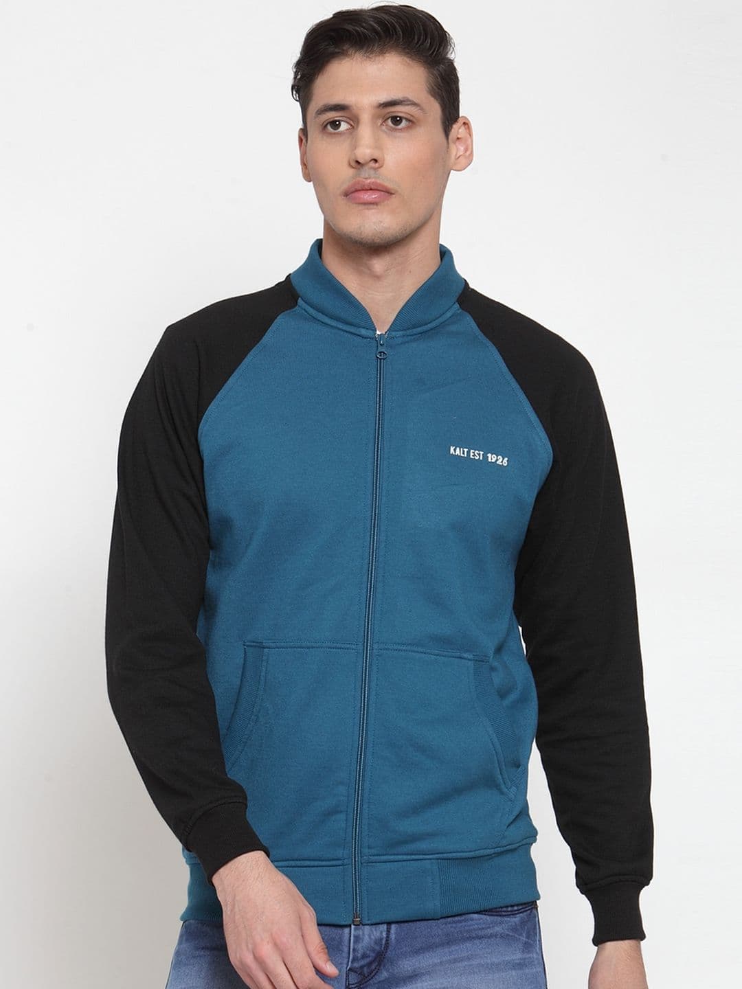Kalt Men Teal Colourblocked Bomber Jacket - view 1