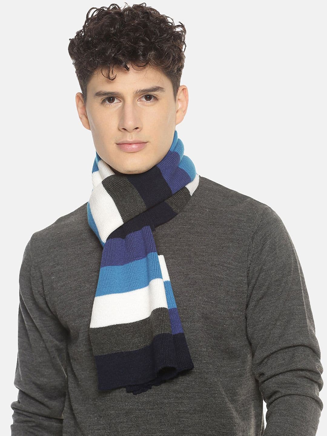 513 Men Blue & White Striped Muffler - view 1
