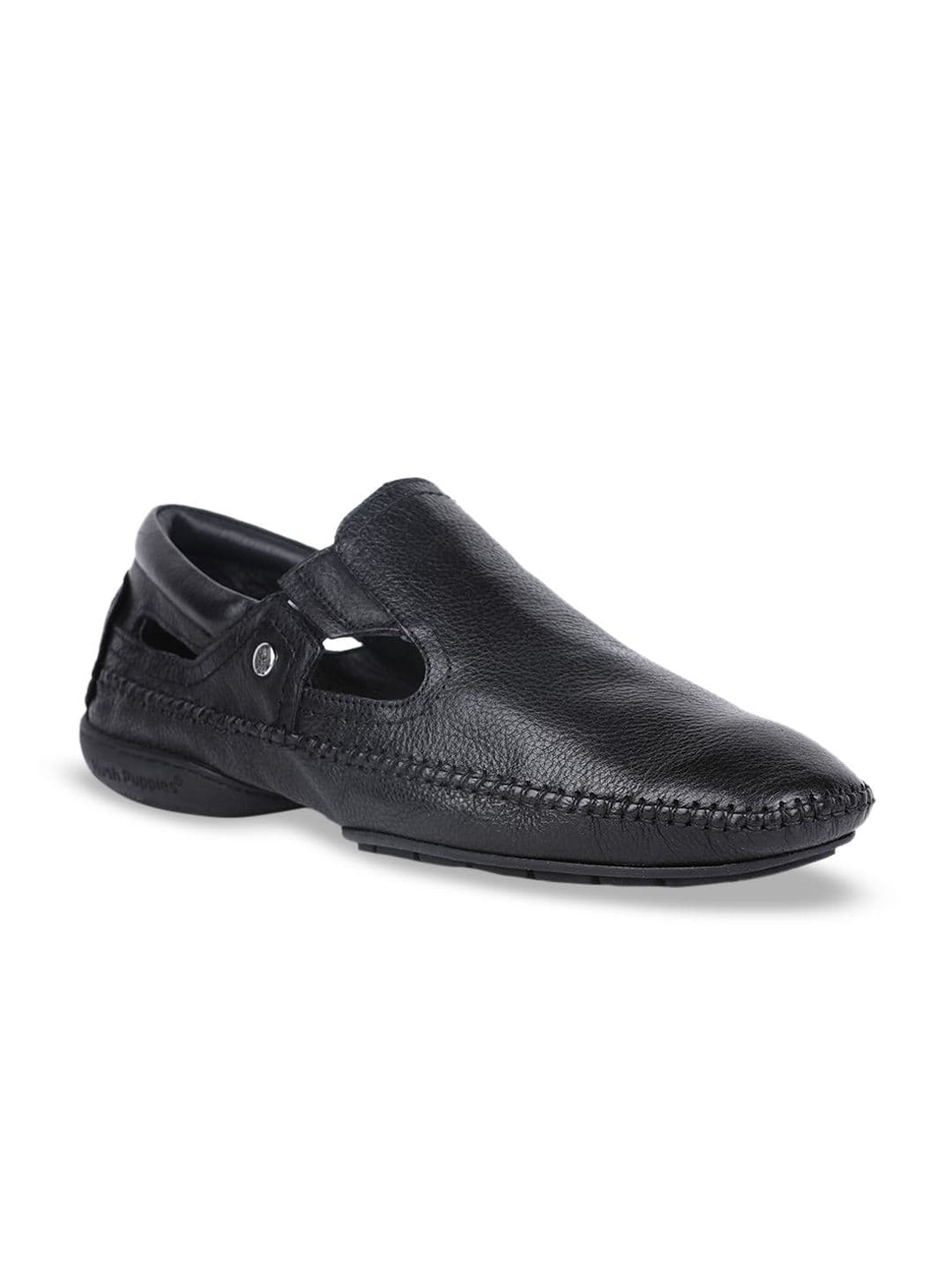 Hush Puppies Men Black Leather Shoe-Style Sandals - view 1