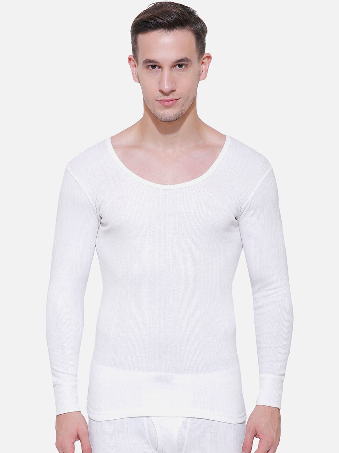 BODYCARE INSIDER Men Off White Striped Slim-Fit Thermal T-shirt - view 1