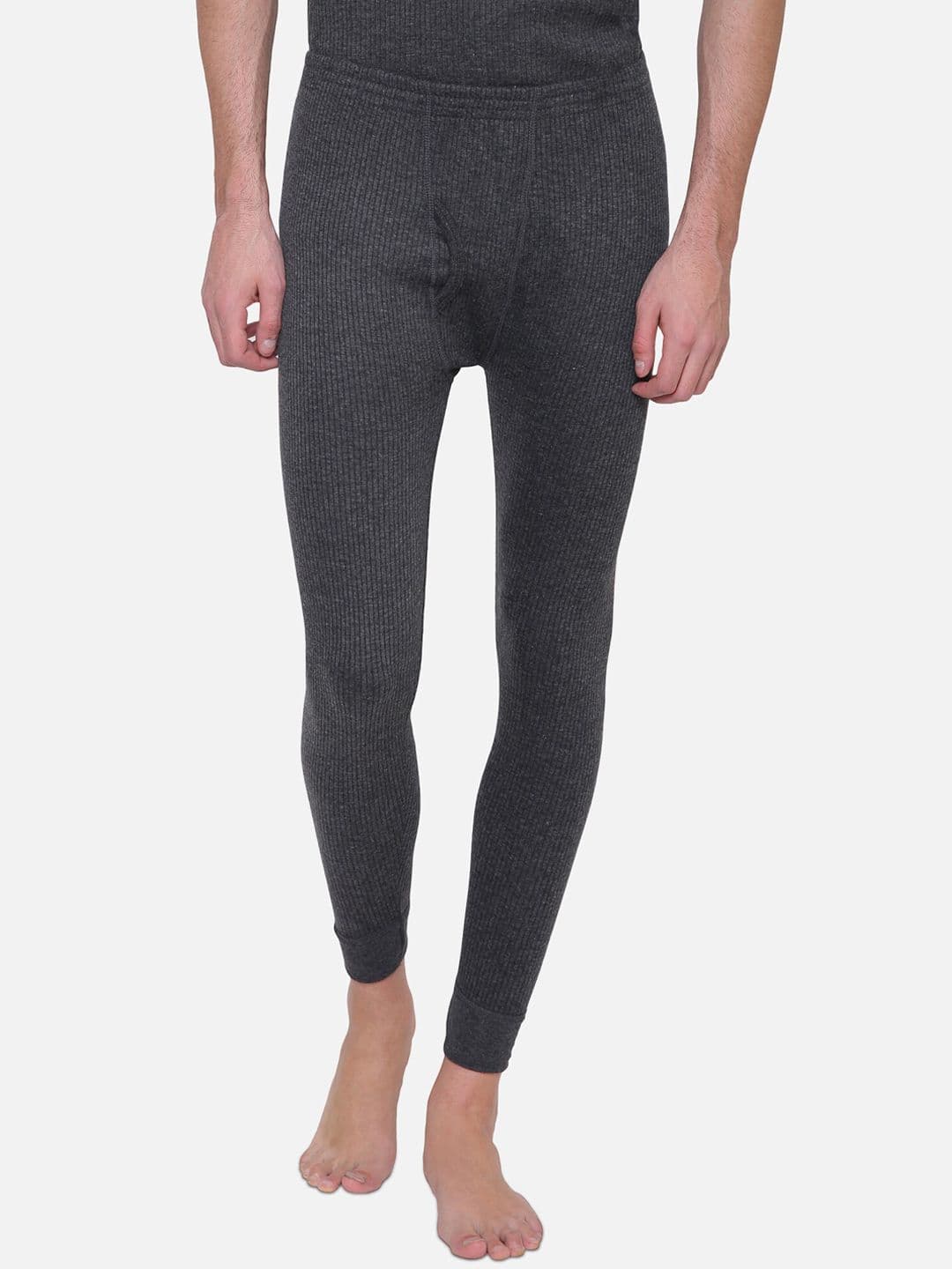 BODYCARE INSIDER Men Charcoal Grey Stripe Patterned Thermal Bottom - view 1