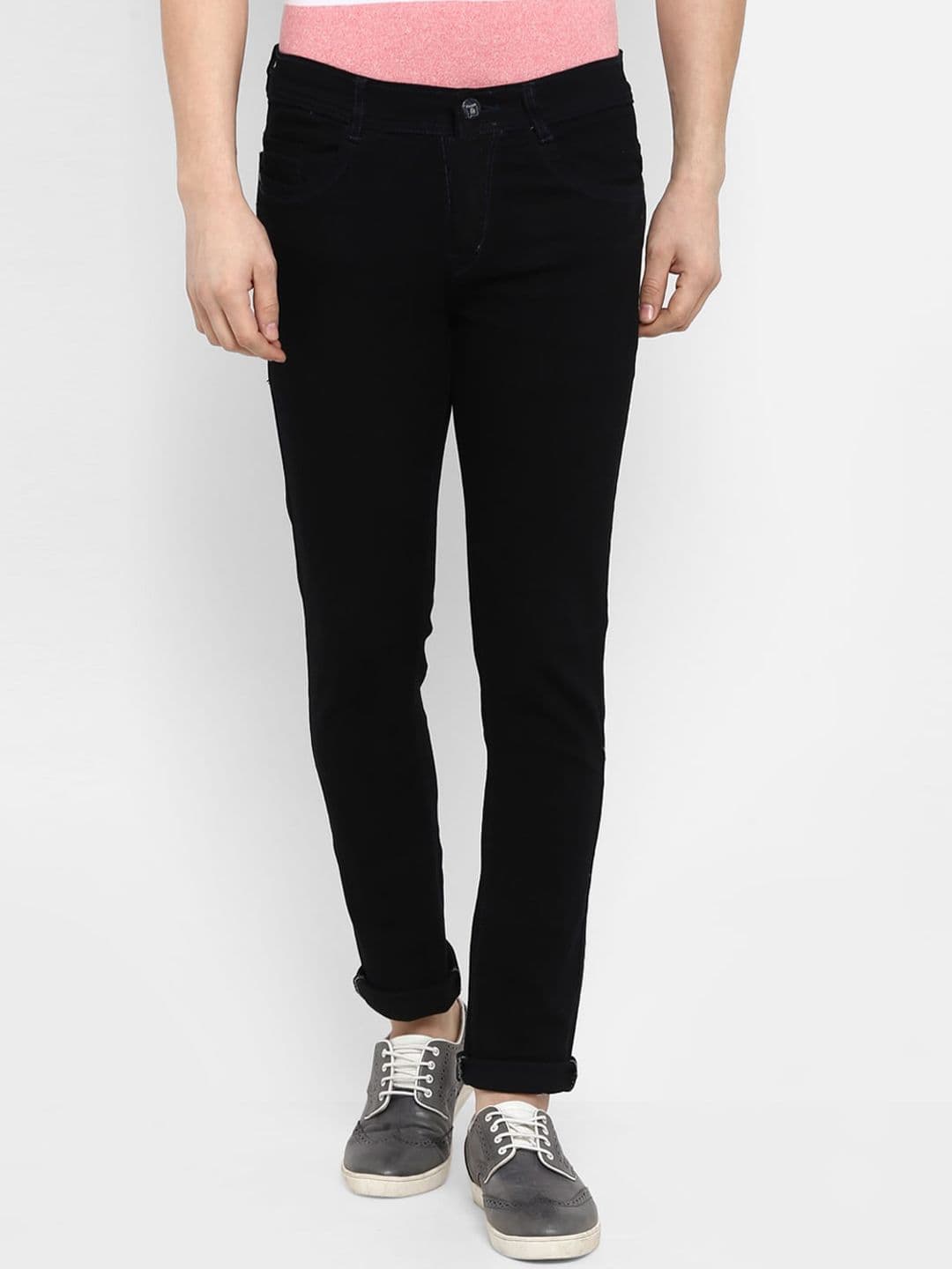 Routeen Men Black Slim Fit Mid-Rise Clean Look Jeans - view 1