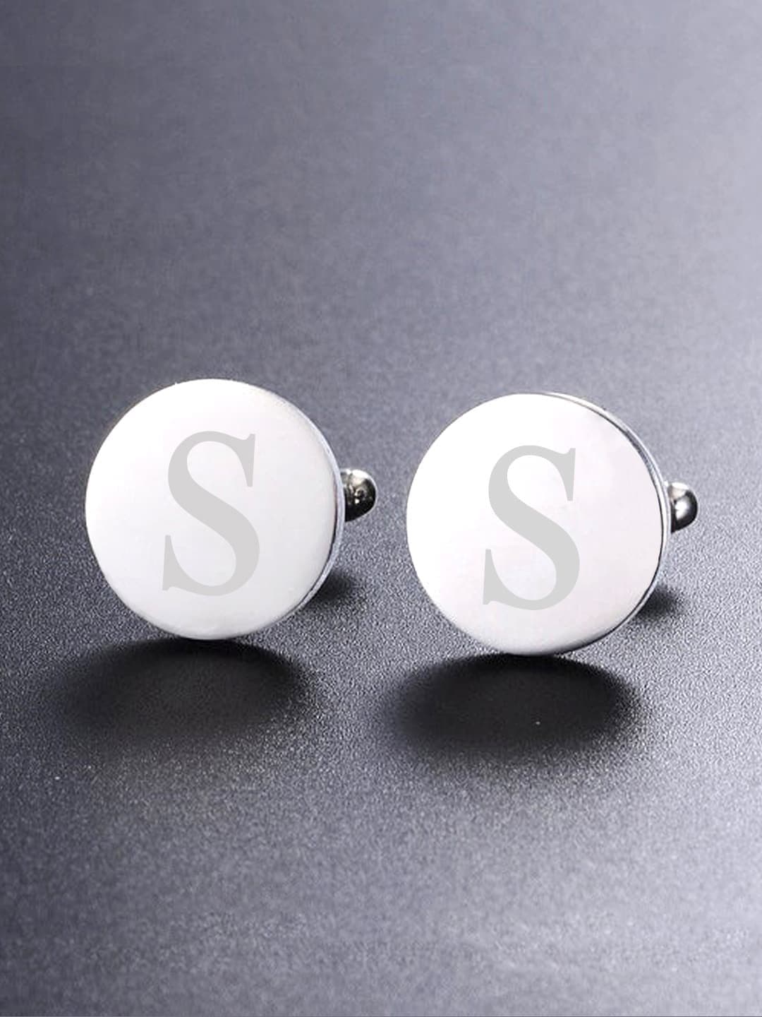 Yellow Chimes Silver-Toned & Rhodium-Plated Round Cufflinks - view 1