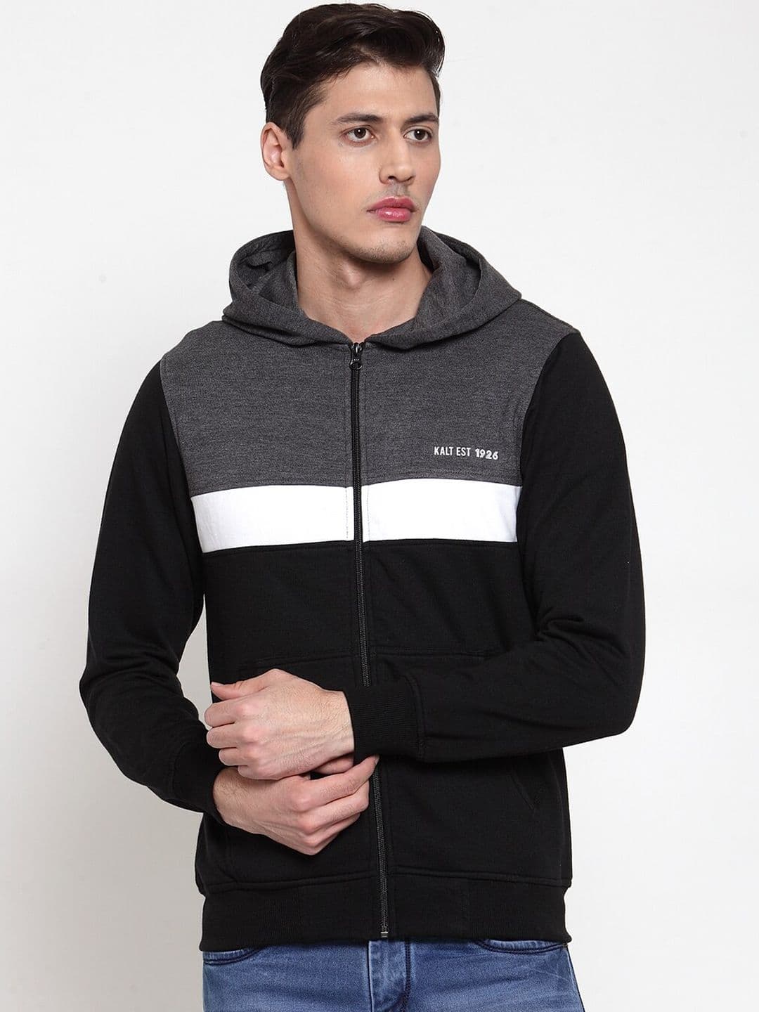 Kalt Men Black Colourblocked Sporty Jacket - view 1
