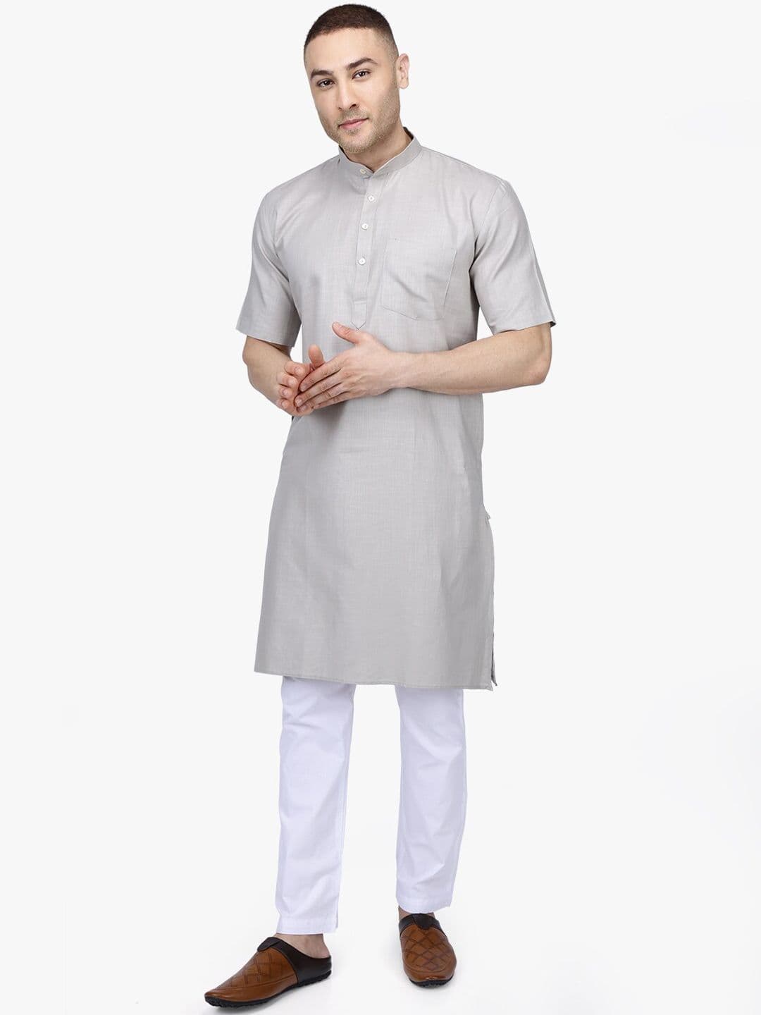 RAJUBHAI HARGOVINDAS Men Grey Kurta - view 1