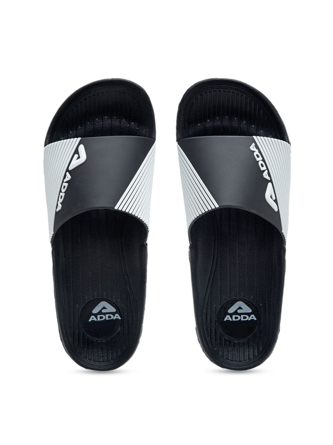 Adda Men Black & White Colourblocked Sliders - view 1