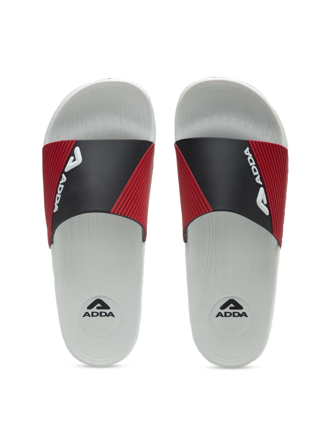 Adda Men White & Black Colourblocked Sliders - view 1